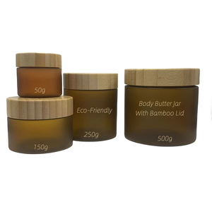 4 once di trucco per il corpo vuoto 8 once di barattoli di burro per il corpo contenitori di plastica smerigliata ambra con coperchi di bambù imballaggi cosmetici PET Free - Product Image 1