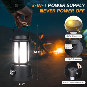Lampe et lanterne solaires portables suspendues classiques pour la randonnée et le camping en extérieur, étanches IP54, 6500K - Product Image 3