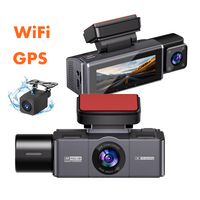 Caméra de tableau de bord triple 4K pour voiture avec WiFi et GPS (en option), enregistrement synchronisé 3 canaux, écran IPS 2,99 pouces, vision nocturne IR, mode stationnement et capteur G