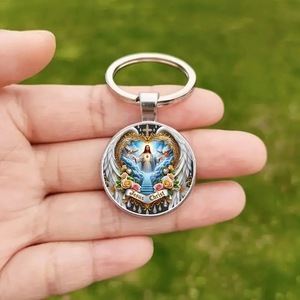 SH-09 Vintage <span class=keywords><strong>Bible</strong></span> sac voiture pendentif bijoux verre alliage jésus <span class=keywords><strong>Christ</strong></span> rond porte-clés - Product Image 5