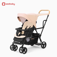 Poussette double européenne à la mode Poussette tandem pliable et compacte pour 2 enfants