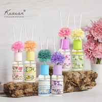 Désodorisant en verre ambré 30ml pour la décoration intérieure, ensemble de diffuseurs d'arômes en fibre, avec fleur