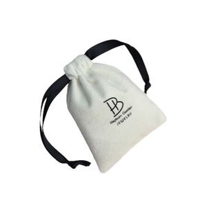 Custom Screen Printing Logo Recyclable Luxury White Silk Velvet Jewelry Gift Packaging Watch Gemstone <b>Drawstring</b> Pouch - Product Image 6