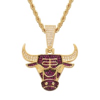 Bijoux hip hop couleur or véritable dernier style avec zircon et collier pendentif tête d'animal en laiton