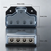 Support de fusible d'alimentation pour autoradio, bloc de distribution d'alimentation pour voiture 0/4AWG 1 entrée 4 sorties pour accessoires de répartiteur audio automobile