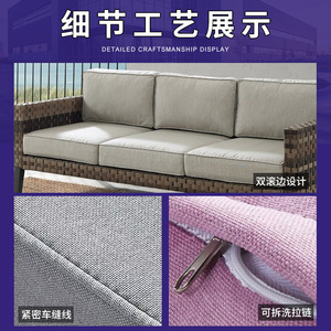 Vente en gros d'usine de coussins d'extérieur <span class=keywords><strong>Coussin</strong></span> de chaise longue de remplacement imperméable <span class=keywords><strong>Coussin</strong></span> de canapé modulaire d'extérieur avec fermeture éclair - Product Image 2
