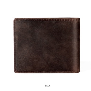 Vintage Style Men's Crazy Horse Genuine Cowhide Leather <b>Wallet</b> with Money Bag <b>RFID</b> Open Closure Long Length Bifold Short <b>Wallet</b> - Product Image 1