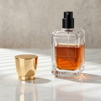 Flacon de parfum en verre vaporisateur de luxe à couvercle personnalisable, nouveau design, 30 ml, 50 ml, emballage carré transparent, flacon vaporisateur avec boîte cadeau