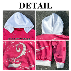 เสื้อฮู้ดดี้ผ้าเฟรนช์เทอร์รี่แบบวินเทจ คอเสื้อแบบดิบ ล้างสีแบบแอซิดวอช พิมพ์ลายสกรีน แต่งสีแบบดิสเทรส ตะเข็บกลับด้าน ประดับด้วยอัญมณี - Product Image 6