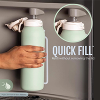 Nouvelle conception, bouteille d'eau de sport en acier inoxydable à double paroi isolée sous vide avec couvercle à bouche large et verrouillage, graduée