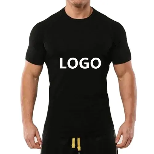 Camisetas elásticas transpirables con estampado personalizado para hombre, Camiseta deportiva de gimnasio de 95 algodón y 5 LICRA