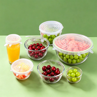 Lot de 6 couvercles extensibles en silicone personnalisés pour bols, réutilisables, ronds, pour la conservation des aliments