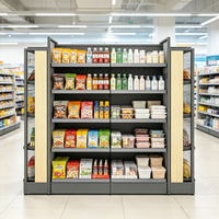 Étagère de présentation robuste en métal noir, étagère autoportante pour magasin, supermarché, vitrine, rangement