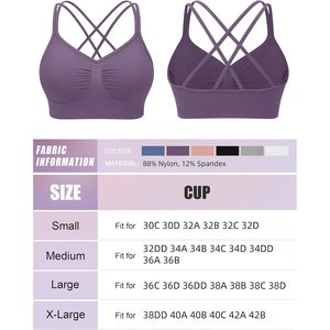 Sports Bras For Women Strappy Cross <b>Back</b> Padded Medium Support Workout Bra Yoga Fitness Gym 3 <b>Pack</b> - Product Image 6