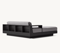 Chaise longue double moderne de luxe pour patio, jardin, hôtel, plage, résistante aux intempéries, en aluminium thermolaqué, fabriquée à la main, imperméable