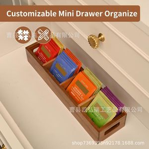 Wooden <b>tea</b> bag 4-compartment storage <b>box</b>, office <b>tea</b> room countertop <b>tea</b> bag and sugar packet storage <b>box</b>, multi-purpose wooden - Product Image 3