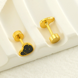 ZOGXIN Heart Stud <b>Earrings</b> 18K Gold Plated Stainless Steel Small Polka Dot Fashion Jewelry Gift For Women - Product Image 2