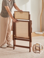Fauteuil en bambou et bois tressé, dossier de relaxation, chaise pliante pour la maison, chaise de lecture, chaise de salle à manger, design nordique moderne et minimaliste