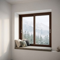Fenêtres coulissantes pliantes en bois massif recouvert d'aluminium avec option de suspension pour usage extérieur et en villa