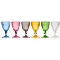 Verre à vin en verre massif de couleur unie : ambre, vert, gris, bleu, rose, violet