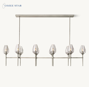 Candelabro lineal LED moderno de tulipán, lámparas <span class=keywords><strong>colgantes</strong></span> de cristal de latón <span class=keywords><strong>para</strong></span> comedor, sala de estar, Bombilla E12, incluye instalación de proyecto - Product Image 6