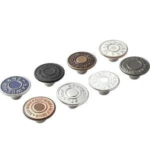 Garment accessories high quality 17mm shaking type metal brass custom jeans button for clothing