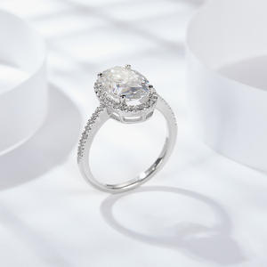 9 женских обручальных колец с крупным муассанитом, серебро 925 пробы, овальная огранка, 4,5 карата, VVS1, сертификат GRA, ювелирные изделия с муассанитом для пар - Product Image 3