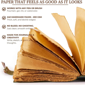 Vintage Leather Journal with C-Lock Closure Handmade Deckle Edge Paper <b>Book</b> of Shadows, Rustic Diary for Men & Women - Product Image 3