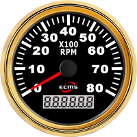 Tachometer ECMS Baru dengan Pengukur Jam 8000 RPM 9-32V Bezel 316L untuk Mesin Kapal Laut/Yacht