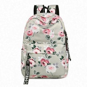 Mochila con estampado de flores de estilo étnico para mujer, mochila escolar impermeable de nailon de gran capacidad para adolescentes y estudiantes - Product Image 4