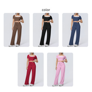 Nuevo Conjunto Deportivo de Moda para <span class=keywords><strong>Mujer</strong></span>, Top Halter <span class=keywords><strong>2</strong></span> <span class=keywords><strong>en</strong></span> <span class=keywords><strong>1</strong></span> con Cordones y Pantalones de Cintura Alta para Danza, <span class=keywords><strong>Running</strong></span> y Pilates - Product Image 4