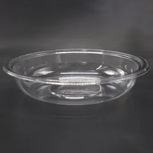 26oz 750ml Round PET Take Away Transparent Disposable Plastic Fruit Salad Bowl Food Prep Plate Bowls