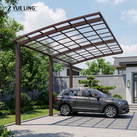 Abri de voiture en aluminium au profil élégant, sur mesure, avec toit en polycarbonate cintré, pour les distributeurs, les parkings commerciaux, résistant au vent