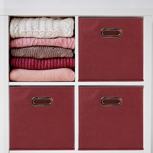 Foldable Fabric <b>Storage</b> Cubes 11x11x11 Stackable Non-Woven Bins with Chipboard Sides & Grommet Handles - Product Image 5
