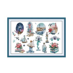 NKF The <span class=keywords><strong>Call</strong></span> <span class=keywords><strong>of</strong></span> the <span class=keywords><strong>Sea</strong></span> – Kits de broderie DIY pour débutants et adultes, motifs imprimés pour point de croix 11CT/14CT, décoration et point d'aiguille - Product Image 1
