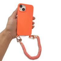 Sangle de corde de poignet élastique pour femmes avec coque de téléphone TPU pour iPhone 14 13 12 11 Pro Max X XS 8 7 Plus