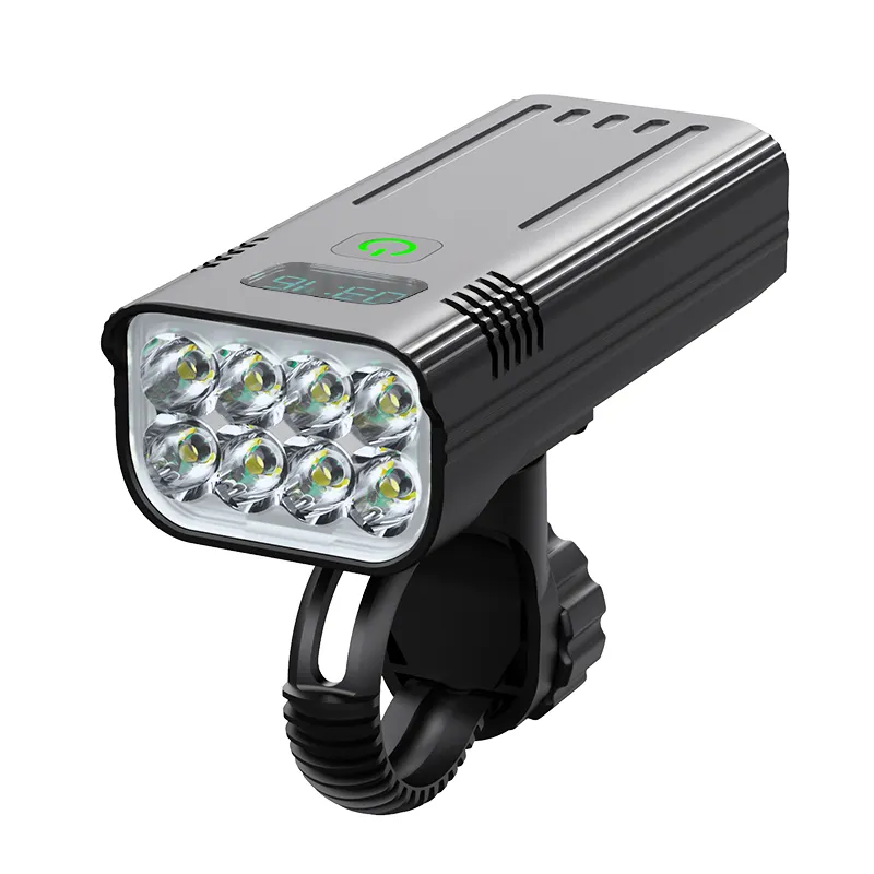 8led bisiklet ışıkları vurgulamak gece sürme USB şarj dağ bisikleti farlar güç göstergesi ile T6 parlak ışıklar