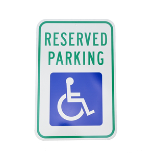 Plaque de signalisation de stationnement <span class=keywords><strong>handicap</strong></span>és en aluminium à coins arrondis, personnalisée, résistante aux intempéries, accessible aux fauteuils roulants, pour bureau, entreprise, parc - Product Image 1