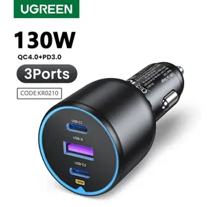 ที่ชาร์จในรถยนต์ UGREEN 130W USB C สำหรับ Xiaomi iPhone 17 Samsung Galaxy S25 แล็ปท็อป แท็บเล็ต รองรับ PD3.0 ชาร์จเร็ว ที่ชาร์จในรถยนต์แบบ USB Type C - Product Image 1