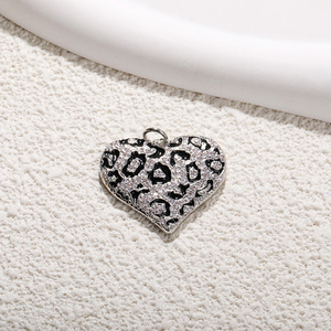 Premium Black Love Collar Zircon Drop Oil Leopard <span class=keywords><strong>Print</strong></span> Peach Heart Colgante Black Agate Irregular - Product Image 6