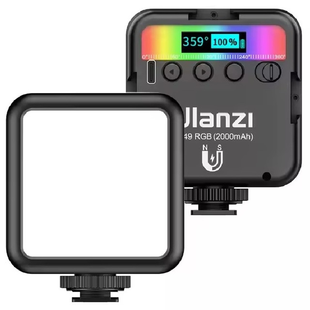 Ulanzi VL49 Full Color RGB LED Video Light 2500K-9000K 800LUX Magnetic Mini Fill 3 Cold Shoe 2000mAh Type-C Camera Light