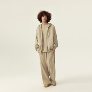 Cárdigan con Capucha Gris de Alta Gama para Hombre y Mujer, 100% Algodón, Color Sólido, Otoño - Product Image 2