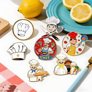 Broches de chef personnalisées en gros, émail doux, chapeau de cuisine, épingle à revers, personnage créatif, uniforme du personnel de <span class=keywords><strong>restaurant</strong></span>, badge en métal - Product Image 4