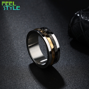 Cincin Wanita Klasik Vintage Stainless Steel 2 Lapis Dapat Diputar Cincin Kepribadian Ukiran Angka Romawi Cantik - Product Image 6