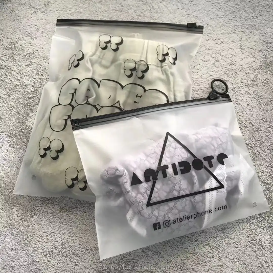 Saco de roupa da embalagem do zíper do pvc do opp personalizado com seu próprio logotipo, sacos foscos da fechadura do zíper