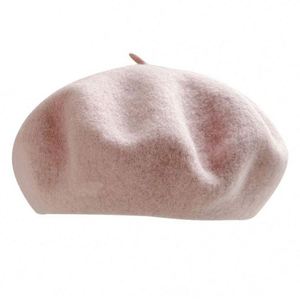 Stretchable <b>Beret</b> Hat Wool Vintage French Solid Color Classic Winter Cap Stylish Chic Parisian - Product Image 1