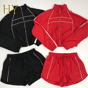 Giacca a vento con cerniera <span class=keywords><strong>di</strong></span> alta qualità con Logo personalizzato 2025 da donna e pantaloncini da ginnastica Set da allenamento nuovo <span class=keywords><strong>abbigliamento</strong></span> personalizzabile - Product Image 4