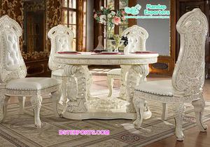 Juego de Mesa de Comedor de Madera de Teca Tallada a Mano de Estilo Vintage Moderno con Tamaño y Color Personalizables - Product Image 2