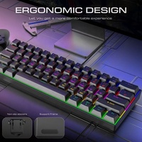 Clavier à membrane filaire 60 % avec capteur optique, rétroéclairage RGB, 61 touches, sensation mécanique, clavier de jeu USB-C, autocollants