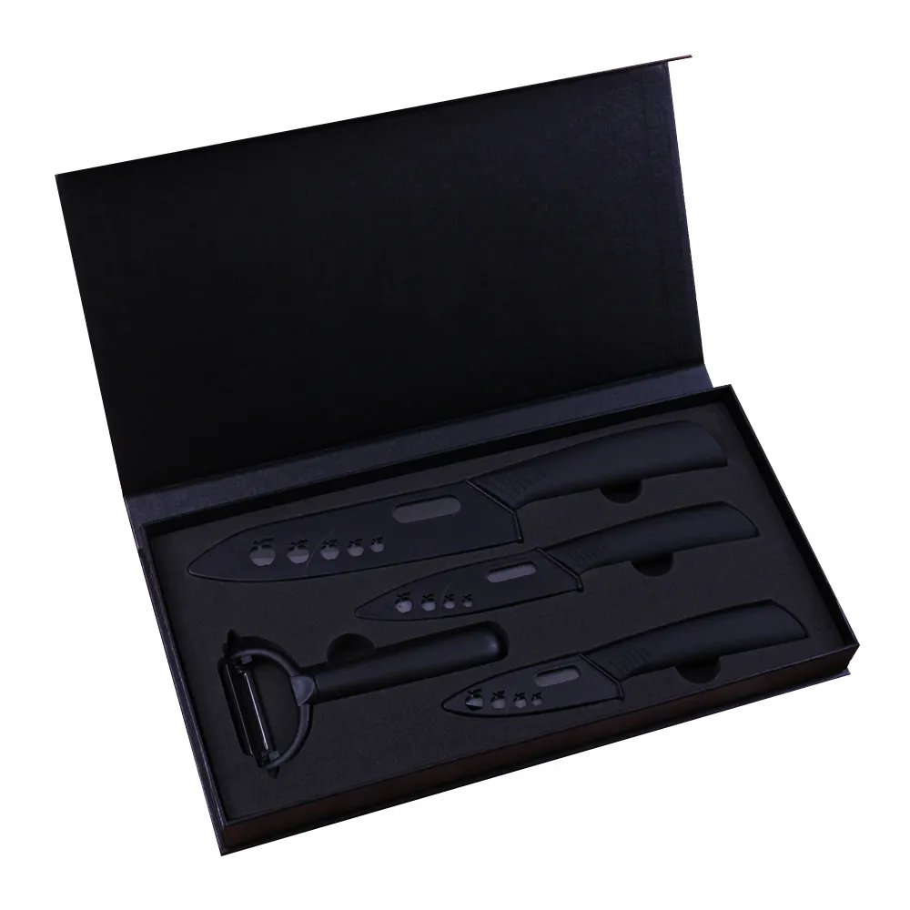high quality black 5pcs ceramic knife kitchen knife set with eva gift box